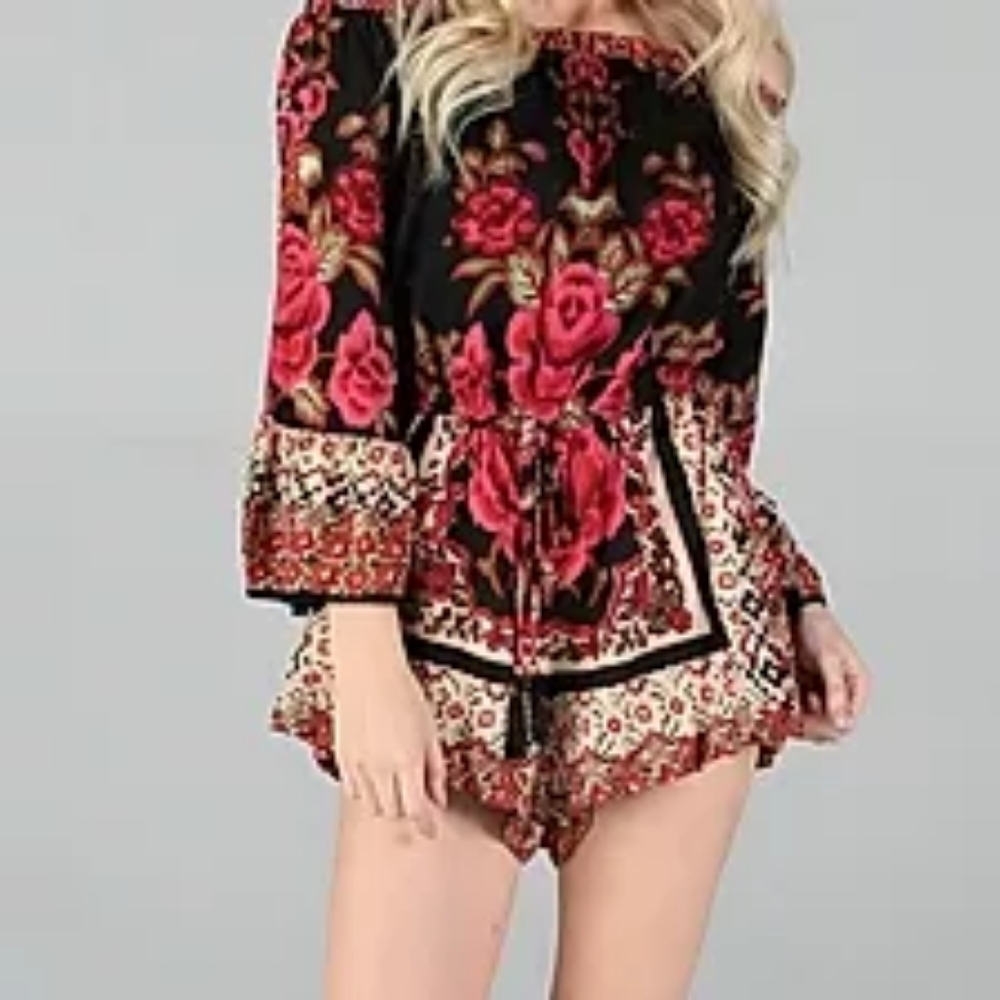 Angie Red and black romper